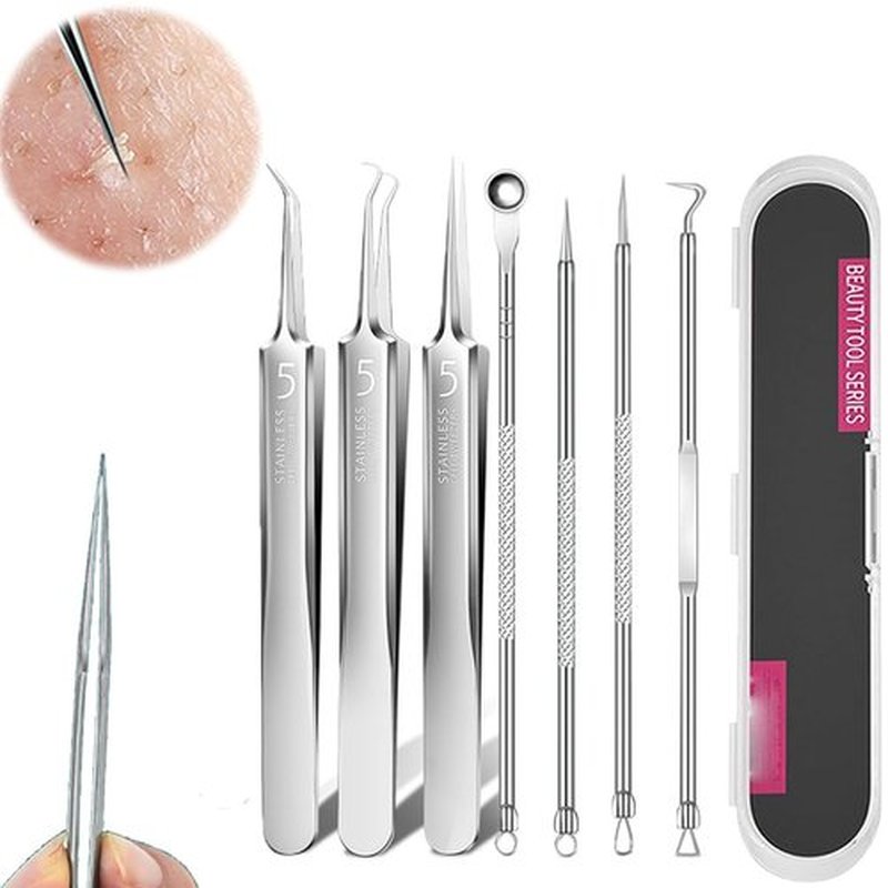 Usiveinborn Blackhead Remover,Usiveinborn Tweezers,Professional Facial Blackhead Remover Tweezers,Usiveinborn Professional Stainless Steel Facial Blackhead Remover Tweezers (6-Piece Set, 1set)