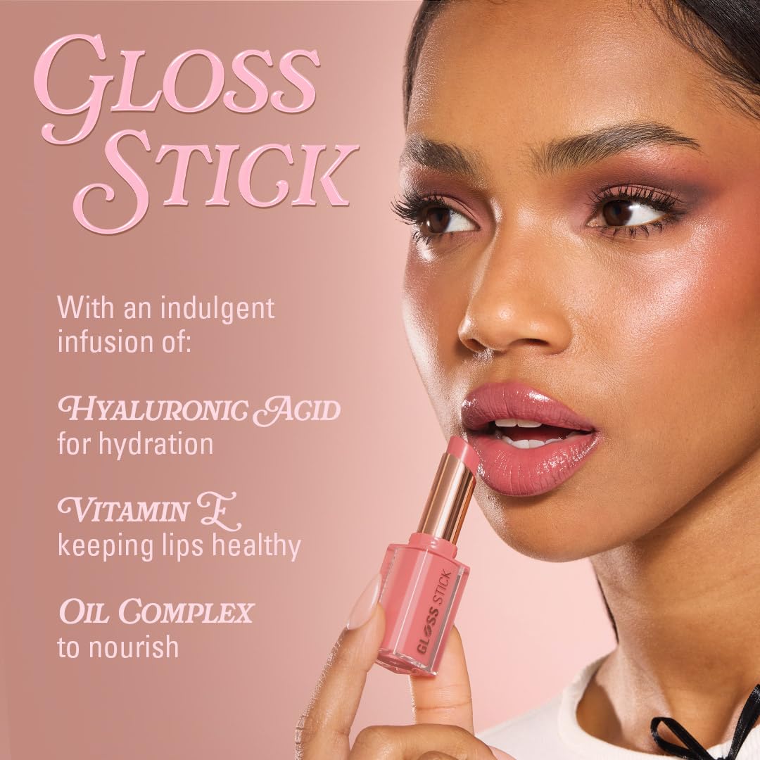 Revolution Beauty London, Pout Lip Gloss Stick, Pigmented High-Shine Formula with Hyaluronic Acid & Vitamin E, Vegan & Cruelty-Free, Shimmer Sugar Cookie Pink, 0.1 fl oz
