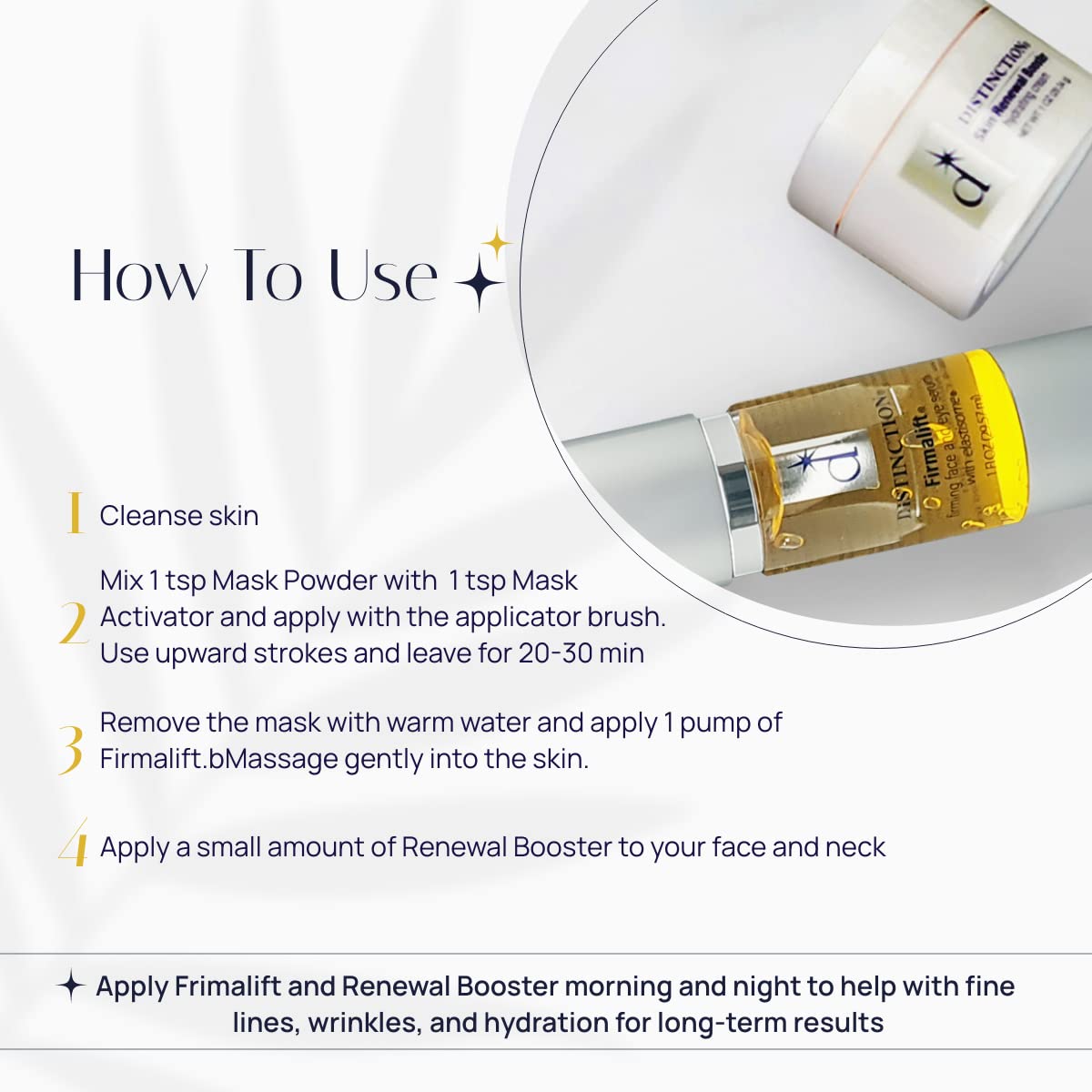Distinction Skincare Kit with Face Serum, Cream, Mask & Powder Set w/ Brush