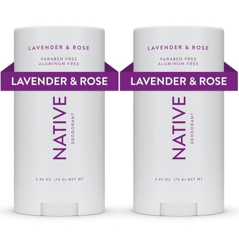 Native Deodorant Contains Naturally Derived Ingredients, 72 Hour Odor Control | Deodorant for Women and Men, Aluminum Free with Baking Soda, Coconut Oil and Shea Butter | Lavender & Rose, 2-Pack