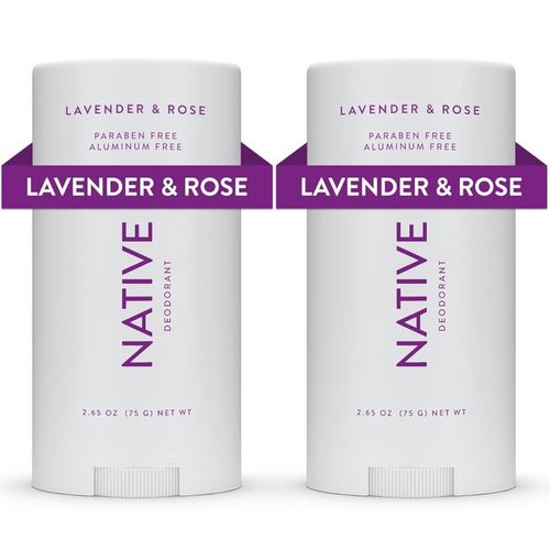 Native Deodorant Contains Naturally Derived Ingredients, 72 Hour Odor Control | Deodorant for Women and Men, Aluminum Free with Baking Soda, Coconut Oil and Shea Butter | Lavender & Rose, 2-Pack