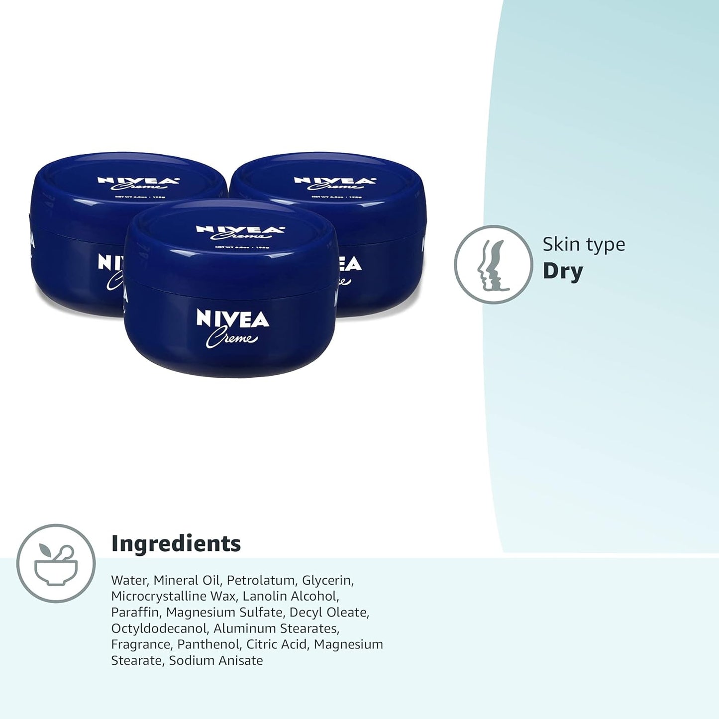 NIVEA Creme Body, Face and Hand Moisturizing Cream for All Skin Types, Rich Body Moisturizer with Provitamin B5, 6.8 Oz Jar, Pack of 3