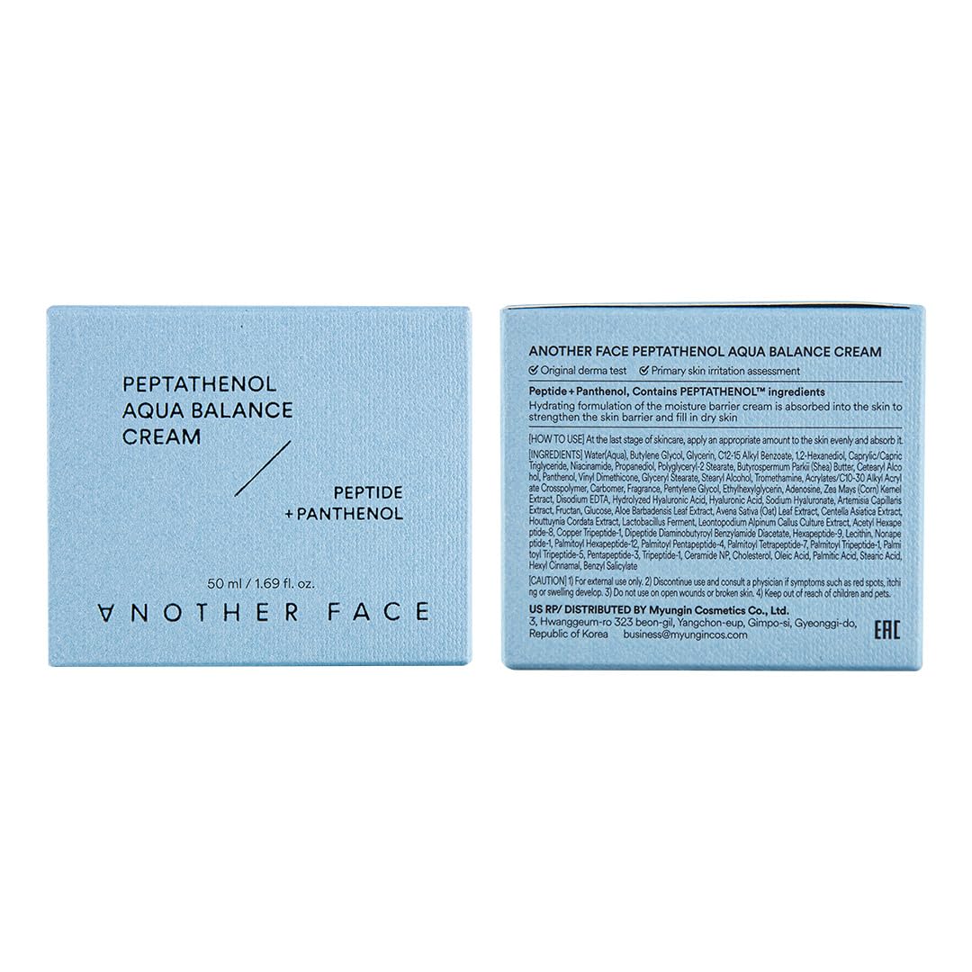 ANOTHERFACE PEPTATHENOL™ Aqua Balance Cream 1.69 Fl Oz, Peptide Moisturizer for Firm Skin, Ceramide Repairing Barrier for Anit-Aging, Hyaluronic Hydrating for Dry Skin, Vegan, Korean Skin Care