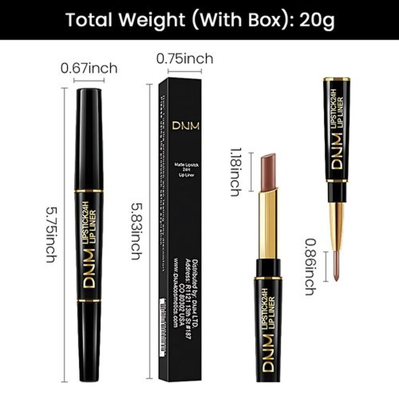 HHLTOH 2 in 1 Brown Velvet Matte Lip Liner and Lipstick Combination DNM Magic Lipstick Lip Stain 24 Hours Original Lip Liner Makeup Stain Long Lasting Waterproof Smudge Proof labial Lip Pencil Set38#