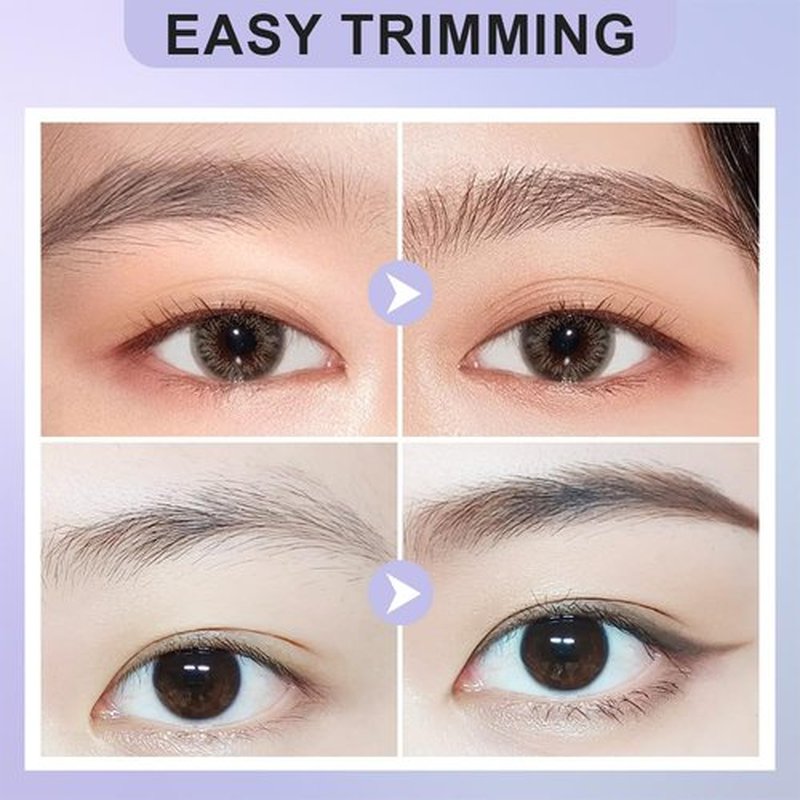 Eyebrow Trimming Scissors, Eyebrow Scissors with Comb, Non-Slip Eyebrow Trimming Razor, Hair Removal Eyebrow Scissors Makeup Tool, Precision Eyebrow Trimming Scissors Gifts for Men Women (B-Black)