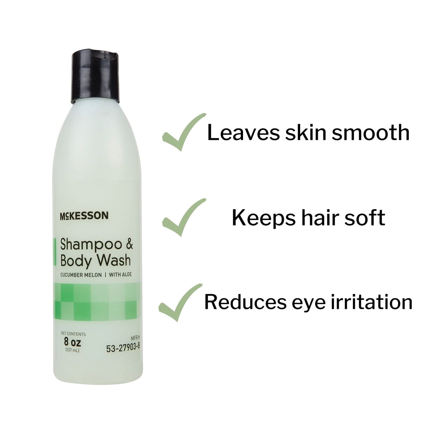 McKesson Body Wash and Shampoo with Aloe, Cucumber Melon Scent, 8 oz, 48 Count