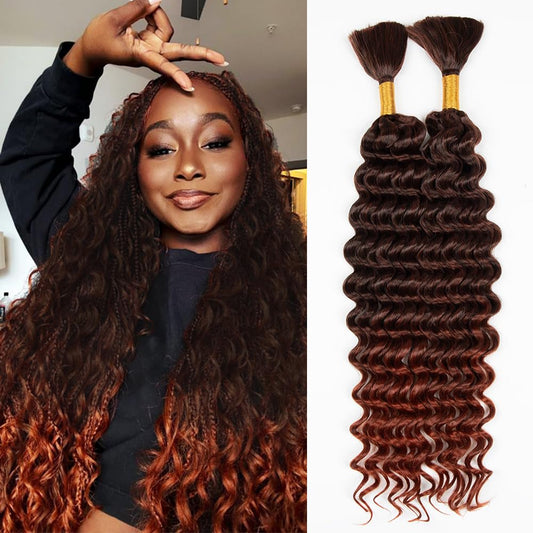 Deep Wave Bulk hair for Braiding Wet and Wavy Micro Braiding Hair No Weft Faux Deep Wave Braiding Hair Extensions for Box Boho Braids 150g with 2Bundles #1B/350 (20Inch)