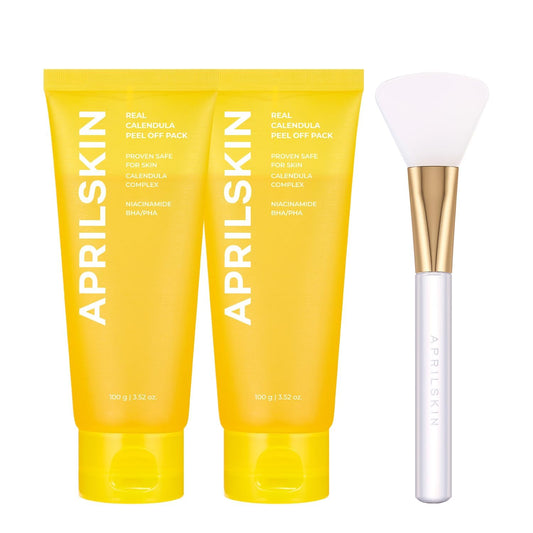 Calendula Peel Off Mask Duo | Gentle Skin Care with Jelly Brush for Glowing Complexion
