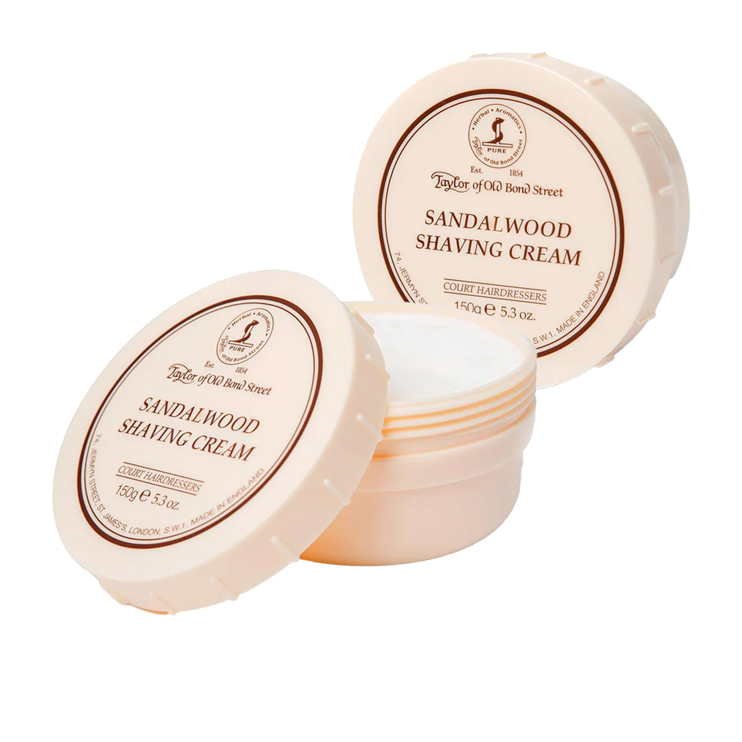 Taylor of Old Bond Street Sandalwood Fragrance Shaving Cream Bowl 150g (2-Pack) – Rich Lather for Traditional Shaving