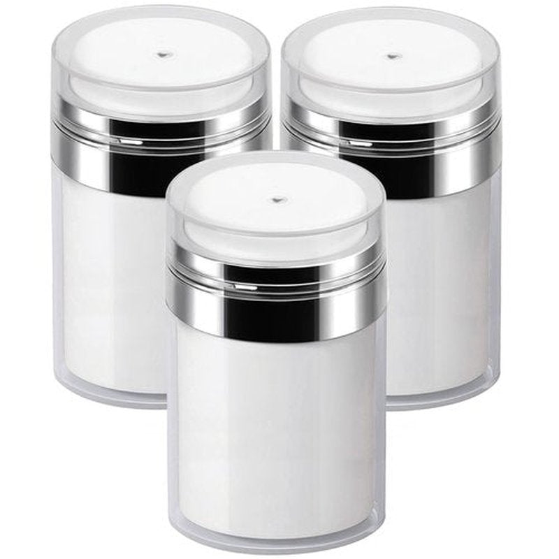 3Pack 3.5Oz Airless Pump Jars Lotion Container, Pump Bottle Dispenser Moisturizer Containers for Cream, Empty Makeup Bottle Cosmetic Jar