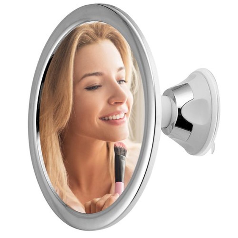Fogless Shower Mirror with Suction Cups, 360° Rotatable, Anti-Fog Bathroom Mirror for Shaving, Make-up, Showering, Bathroom Accessories, Silver