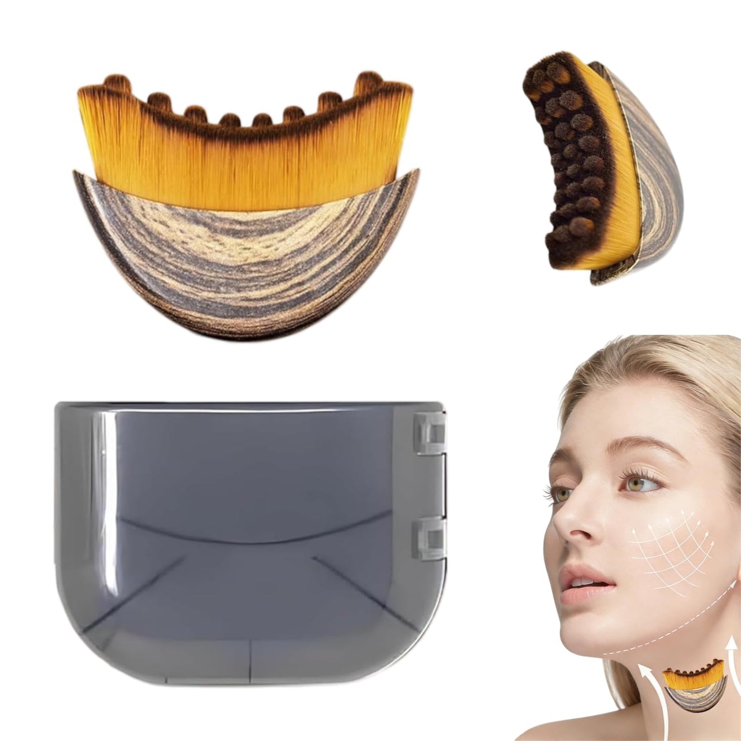 New Lymphatic Contour Face Brush - Manual Lymphatic Drainage Massager for Chin, Jawline Sculpting and Puffiness Reduction - Ergonomic Design with Soft Bristles for Facial Rejuvenation and Neck Care.