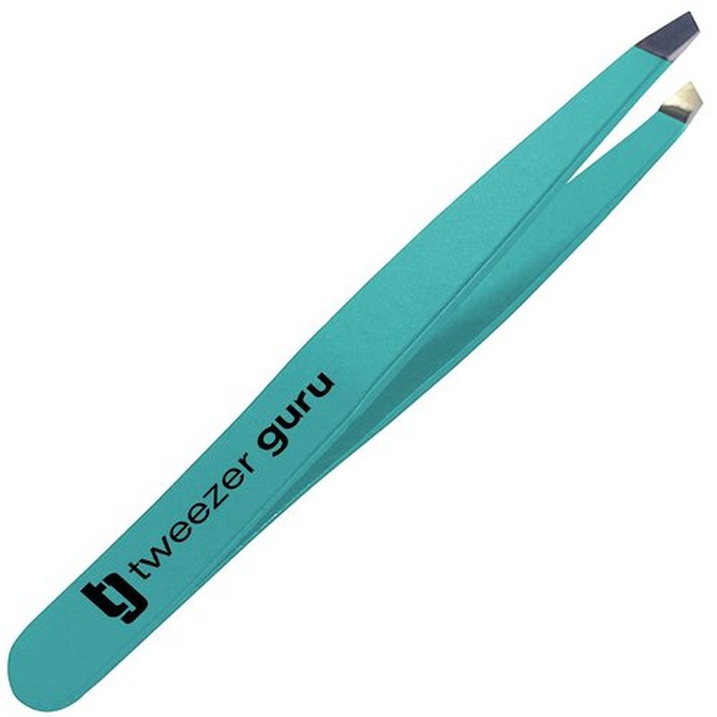Tweezer Guru Tweezers for Women - Slant Pointed Precision Tweezers for Eyebrows & Ingrown Hair Removal - Blackhead and Splinter Tweezer with Sharp Needle Nose Point for Plucking (Teal)