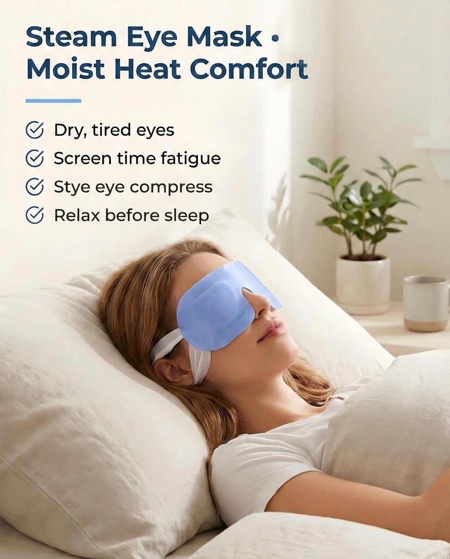 10 Packs Self Heating Steam Eye Mask: Warm Eye Compress for Dry Eyes, Stye Eye Treatment - Disposable Moist Heated Sleep Mask for Tired Eyes & Headache Relief - Ideal for Travel & Spa Gift(Unscented)