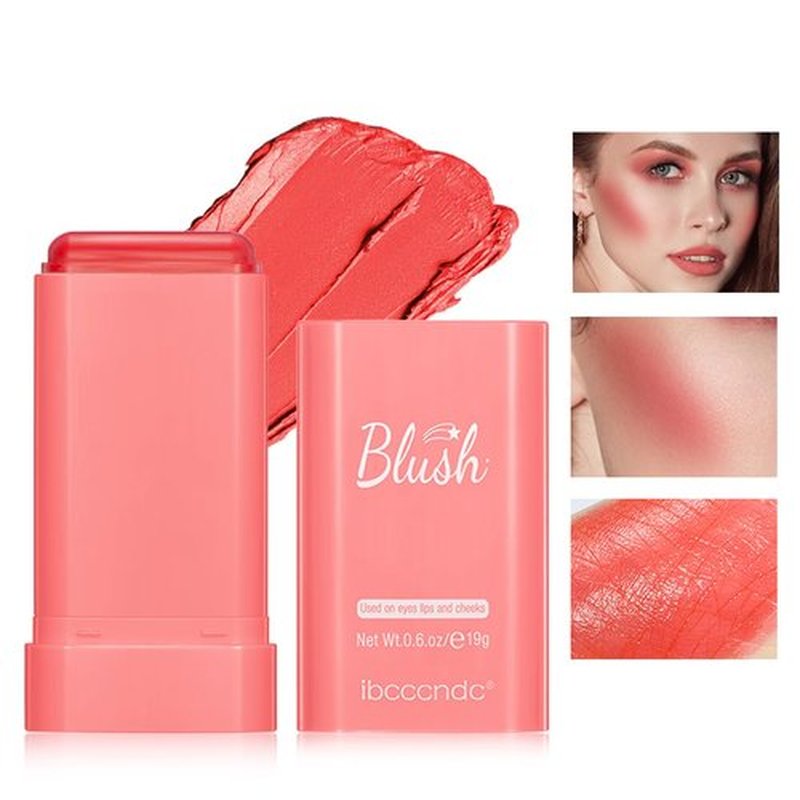 Multi-Purpose Makeup Blush Stick, 3-in-1 Beauty Tinted Solid Blush Stick For Cheeks, Lips And Eyes With Long-Lasting Moisturizing Formula, Waterproof Natural Cream Blush Stick (3#Coral Orange)