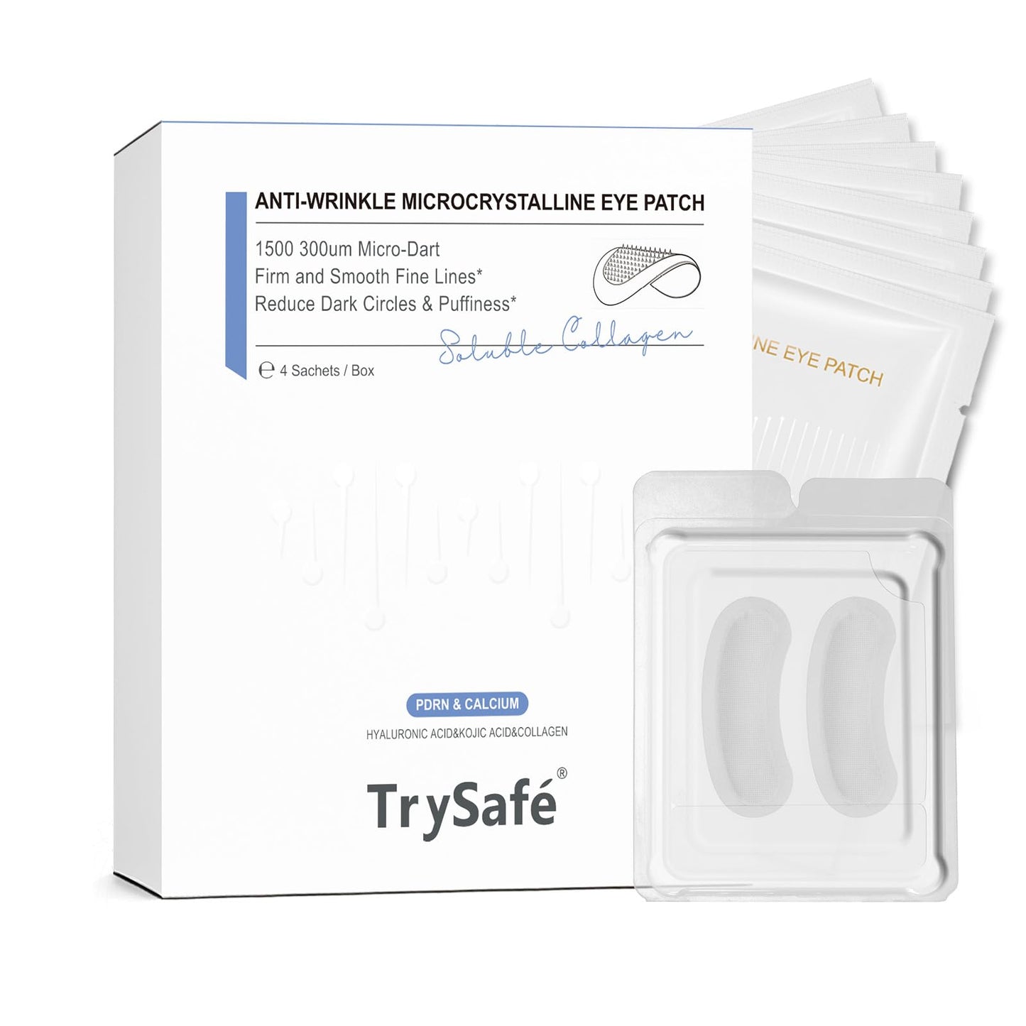 8 pairs PDRN &Calcium Micro Eye Patches, Under Eye Patches for Puffy eyes, Dark Circles & Wrinkle | Hyaluronic Acid, Kojic Acid, Collagen, Peptides, Vitamin C, Niacinamide - Korean Popular Eye Care
