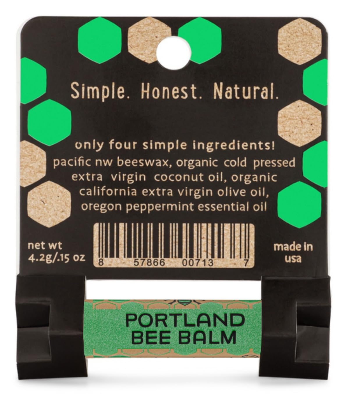 Portland Bee Balm All Natural Handmade Beeswax Based Lip Balm, Oregon Mint 1 Count