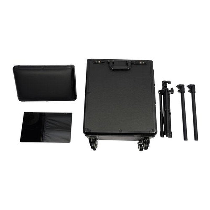 Gdrasuya10 Professional Makeup Train Case Rolling Makeup Case with Armrest Stand Portable Large Makeup Cosmetic Travel Organizer Nail Tech Makeup Cart with Wheels and Lock, 3 Drawers