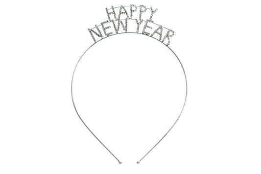 Rosemarie Collections Women's New Year's Headband With Sparkly Crystal Rhinestones Tiara Headband Decoration (Clear Crystal Tall Silver Band)