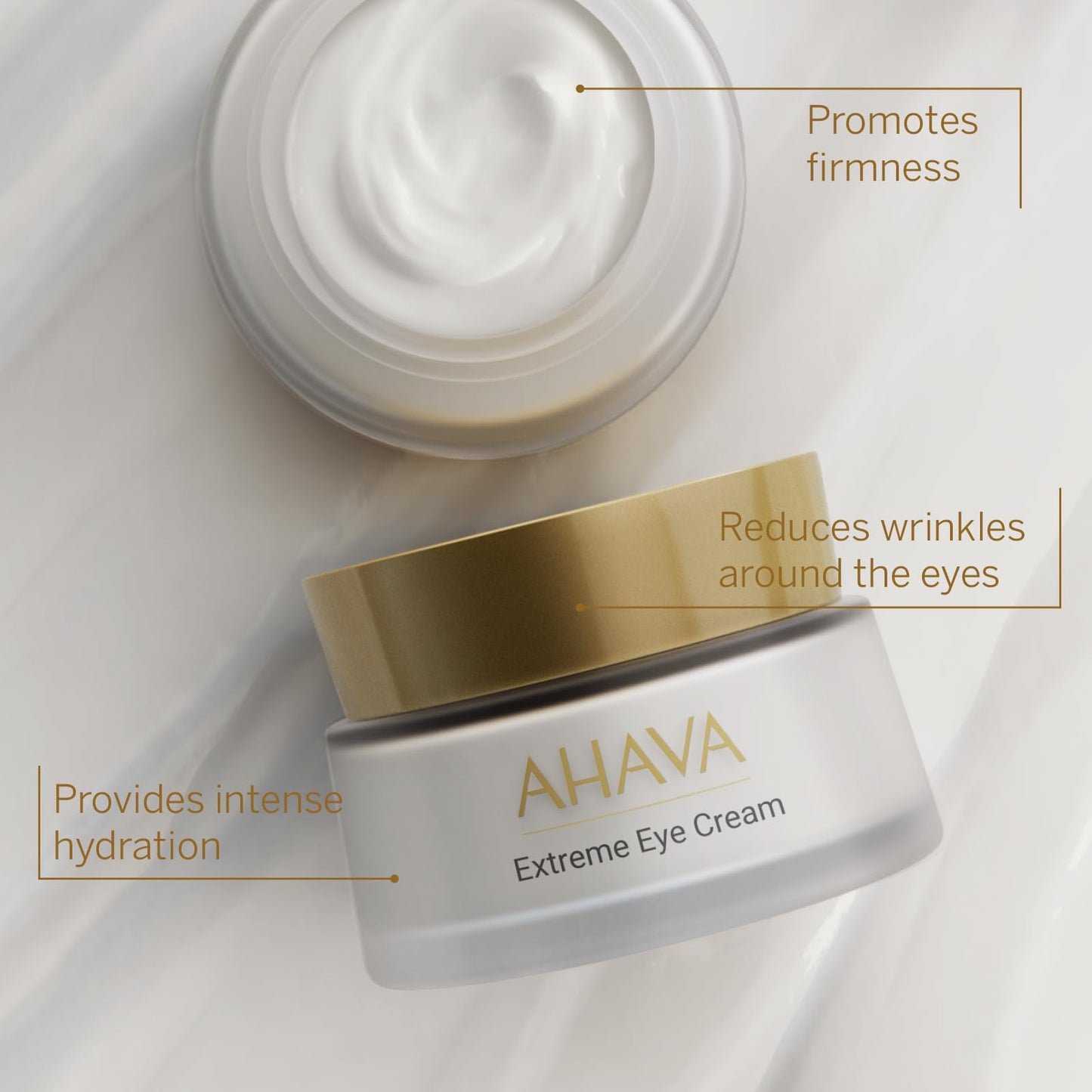 AHAVA Extreme Firming Eye Cream - Firms, Hydrates, Smoothes & Reduce Wrinkles of Eye Area, Enriched with Extreme Complex, Exclusive Dead Sea Osmoter, Peptides, Hyaluronic Acid & Shea Butter, 0.5 Fl.Oz