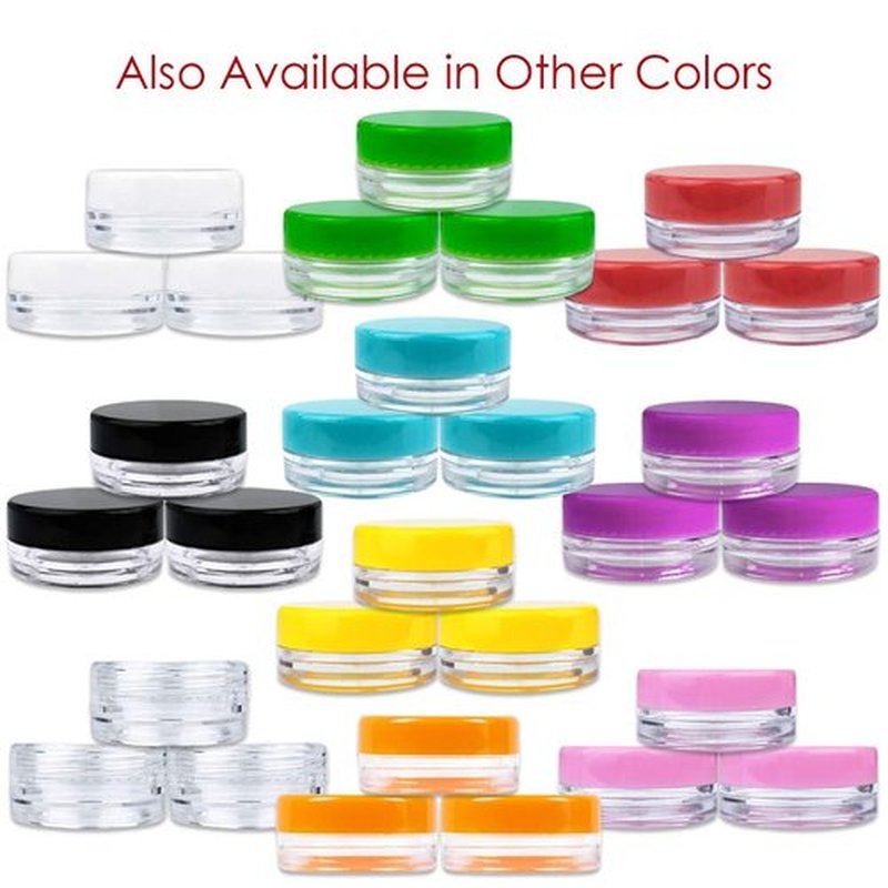 Beauticom 3g/3ml (0.1 Fl Oz) Round Clear Plastic Jars with Round Top Lids for Creams, Lotions, Make Up, Powders, Glitters, and more... (Color: White Lid Quantity: 50 Pieces)
