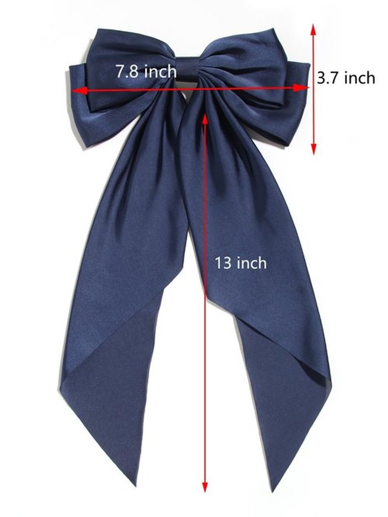 SUSULU Hair Bows for Women Girls,Large Satin Bow Barrette Hair Clips Long Ribbon Bow Clips Suit for Thick Thin Hair,Hair Accessories 90's 2pcs Back to School Birthday Gifts (Navy Pink)