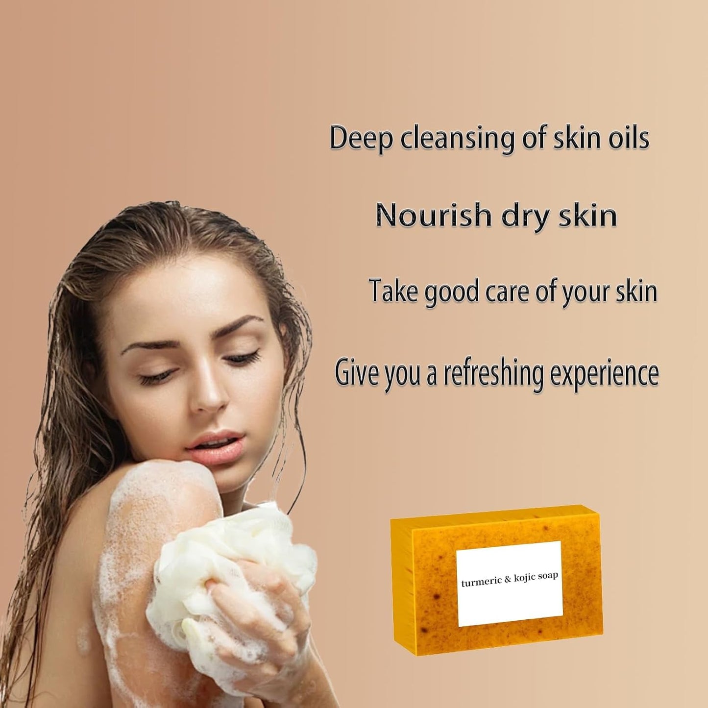 COLOTTE Lemon Turmeric Kojic Soap,Natural Handmade Soap,Turmeric Soap Bar for Face and Body, Smooth Skin Tumeric Soaps,Deep Cleansing Soap for Men & Women (3)