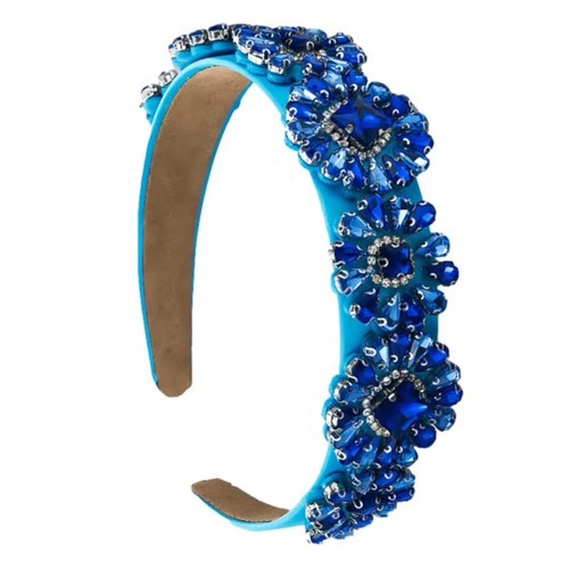 MUQINGWAN Fashion Women's Headband, Women Headband Gorgeous Retro Crystal Rhinestone Girl's Headband, Accessories For Women And Girl (Blue)