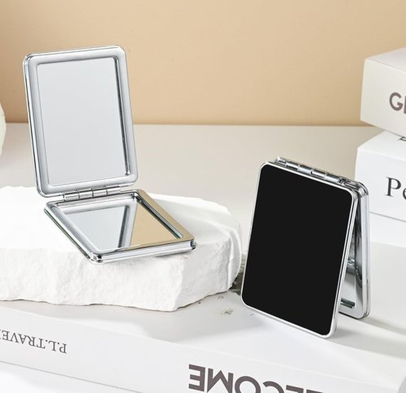 dcdcee Pocket Mirror, Small Travel Mirror with Magnification, Portable Double-Sided Magnifying Cosmetic Mirror for Daily (Black)