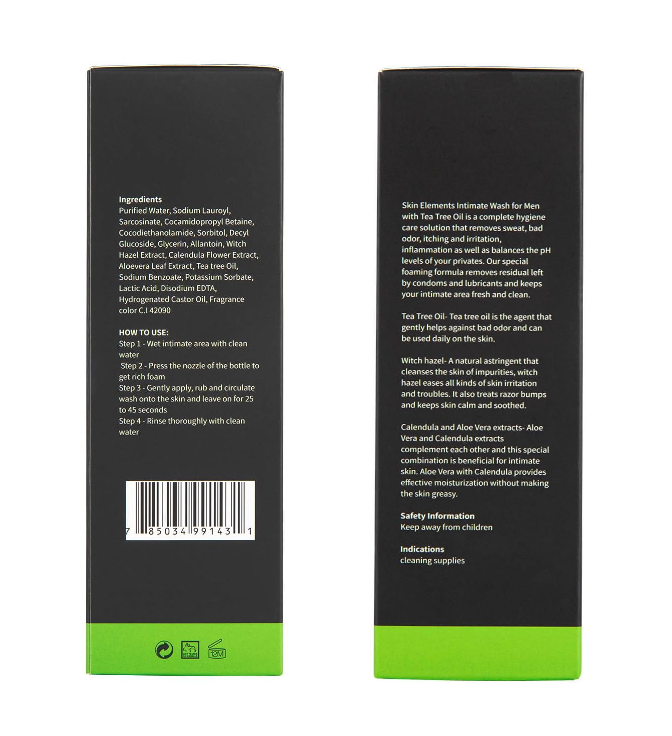 Impressive Beauty Intimate Wash for Men Natural Organic with Tea Tree Oil | pH Balanced Foam Cleansing | Removes Sweat, Bad Odor, Itching, and Irritation | 4.05 fl. oz.