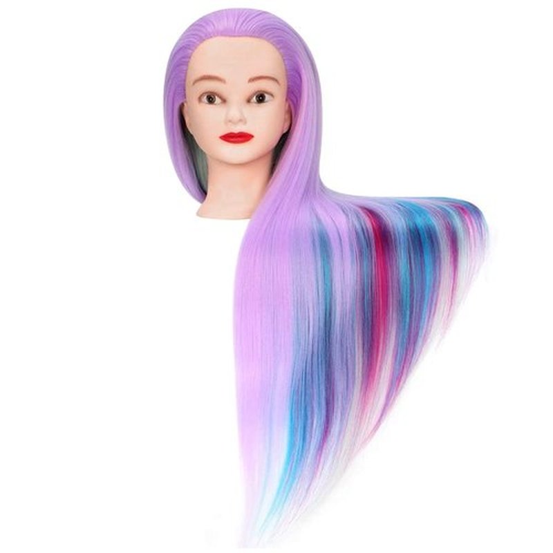 Mannequin Head, Beauty Star 28" Hair Cosmetology Mannequin Head Hair Practice Cosmetology Hair Doll Heads Styling Hairdressing Training Braiding Heads with Clamp Holder and Tools-Colorful