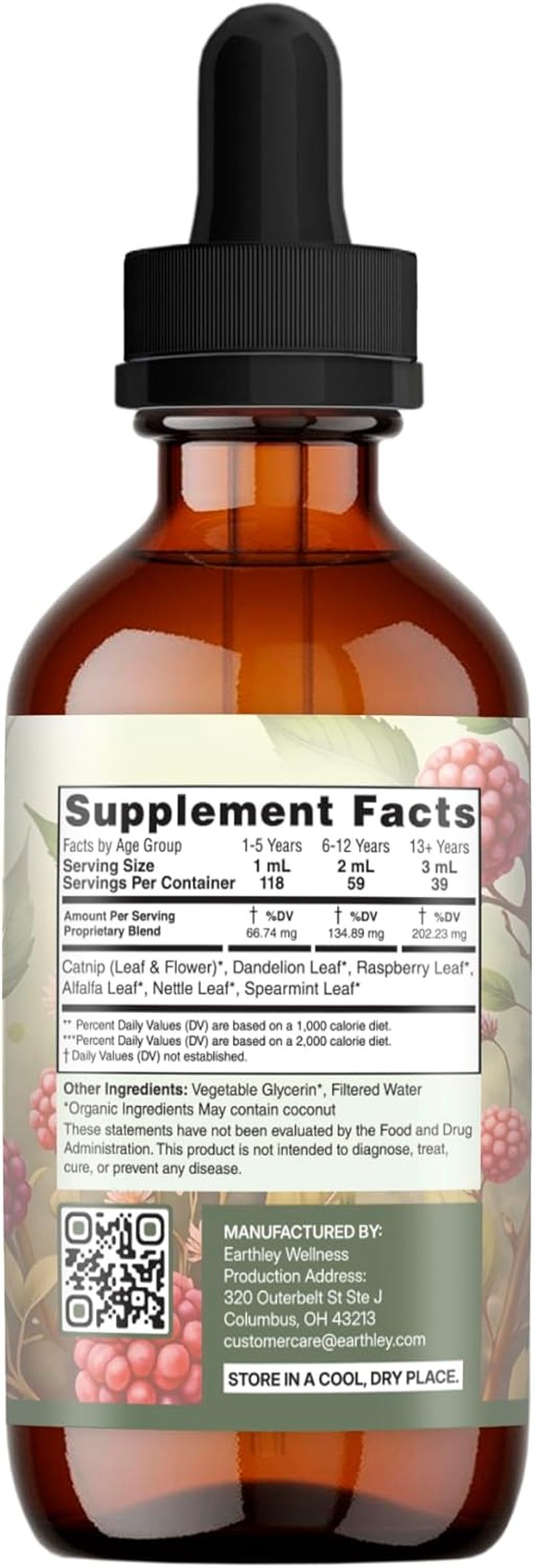 Nourish Her Naturally Liquid Multivitamin - Botanical Blend with Raspberry Leaf & Dandelion | 4oz