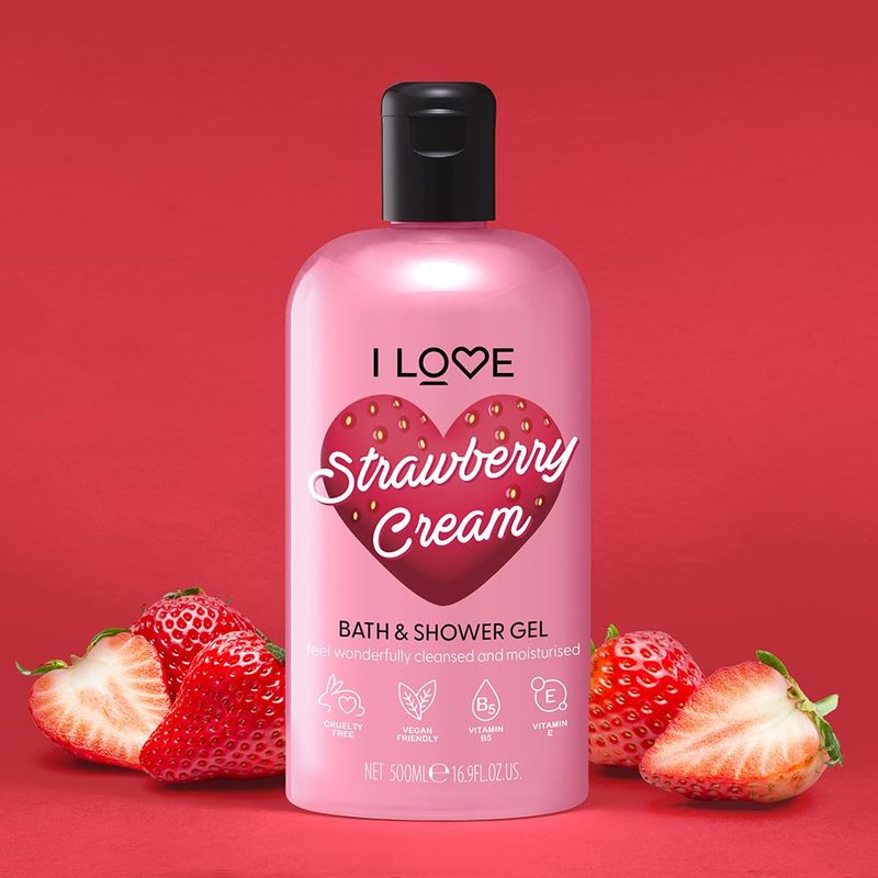 Strawberries and Cream Bath Cream - Hydrating Body Wash & Bubble Bath with Natural Fruit Extracts | 16.9 oz