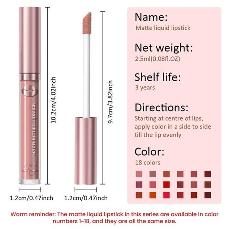 JUAAZIN Dusty Pink Matte Liquid Lipstick, With Highly Pigmented and Rich Colors Lip Gloss, Long-Lasting Wear Non-Stick Cup Not Fade Waterproof Lipstick Makeup for Women(Dusty Pink 01#)