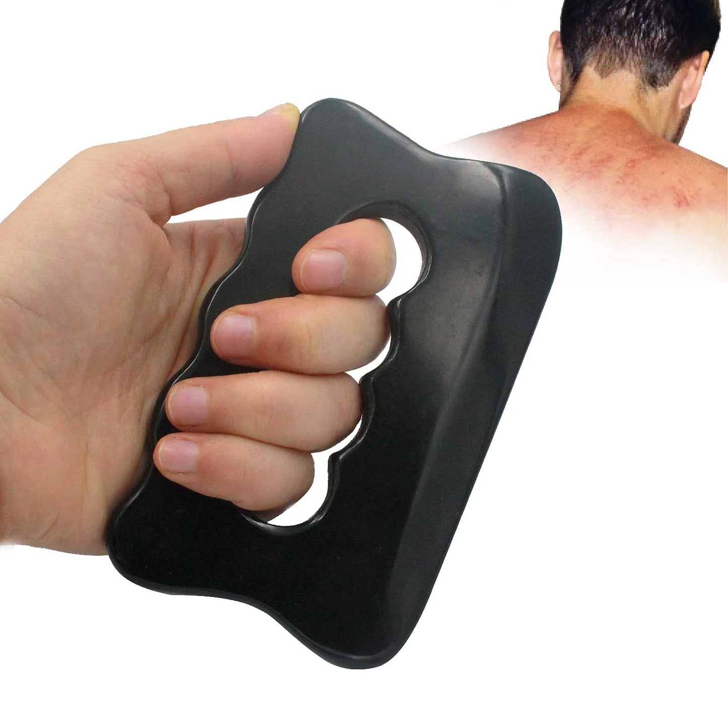 Gihunk Gua Sha Massage Tool, Bian Stone Gua Sha Tool Gua Sha Stone for Soft Tissue Scraping, Used for Back, Legs, Arms, Neck,Shoulder(Black)