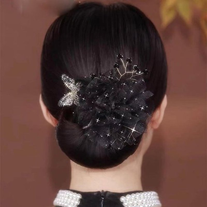 Insstyle Full Star Flower Hair Accessories, Hand Embroidered Flowers Deft Bun Hair, Character Hair Accessories,Lazy Hair Curler (A2)