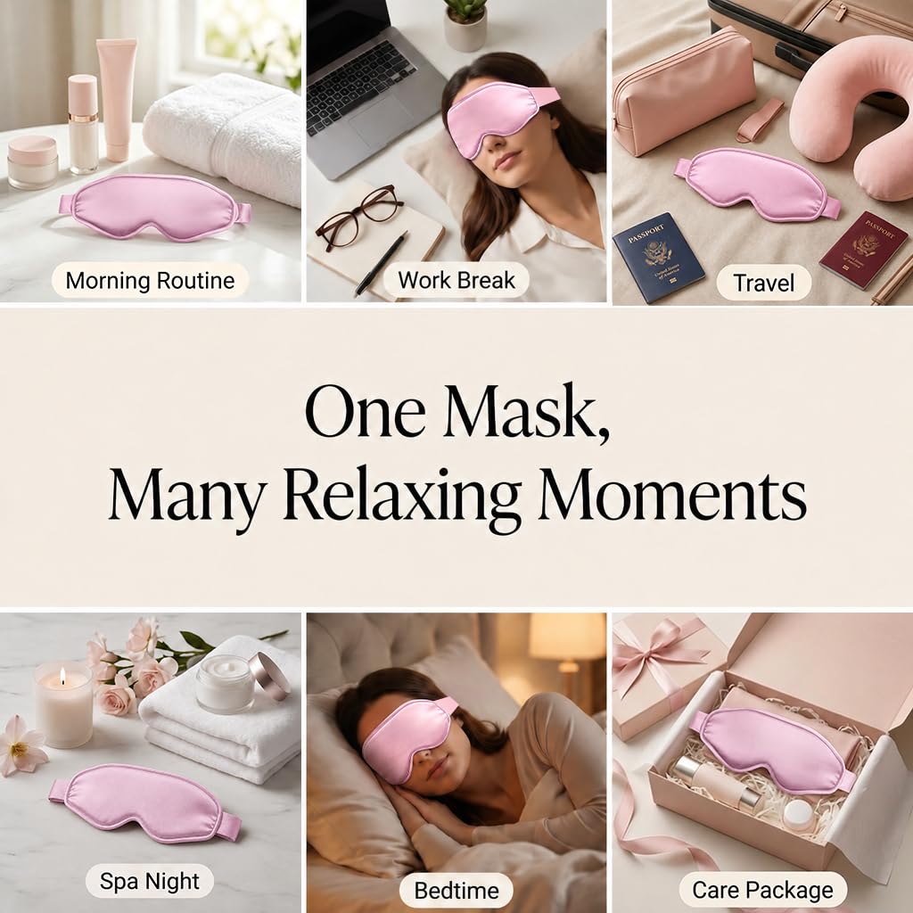 Cooling Eye Mask for Puffy Eyes, Pink Self Care Gifts for Women, Reusable Gel Ice Pack Cold Compress for Headache & Migraine Relief, Adjustable Weighted Sleep Mask for Tired Eyes, Relaxation & Spa