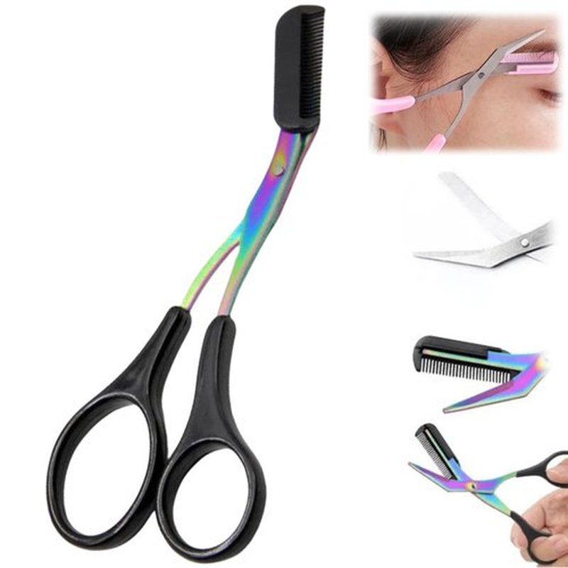Eyebrow Trimmer Scissor, 2025 Upgraded Eyebrow Scissors with Comb, Professional Precision Eyebrow Trimmer Scissors for Women Men, Eyebrow Trimmer Hair Removal Makeup Grooming Tool (Black)