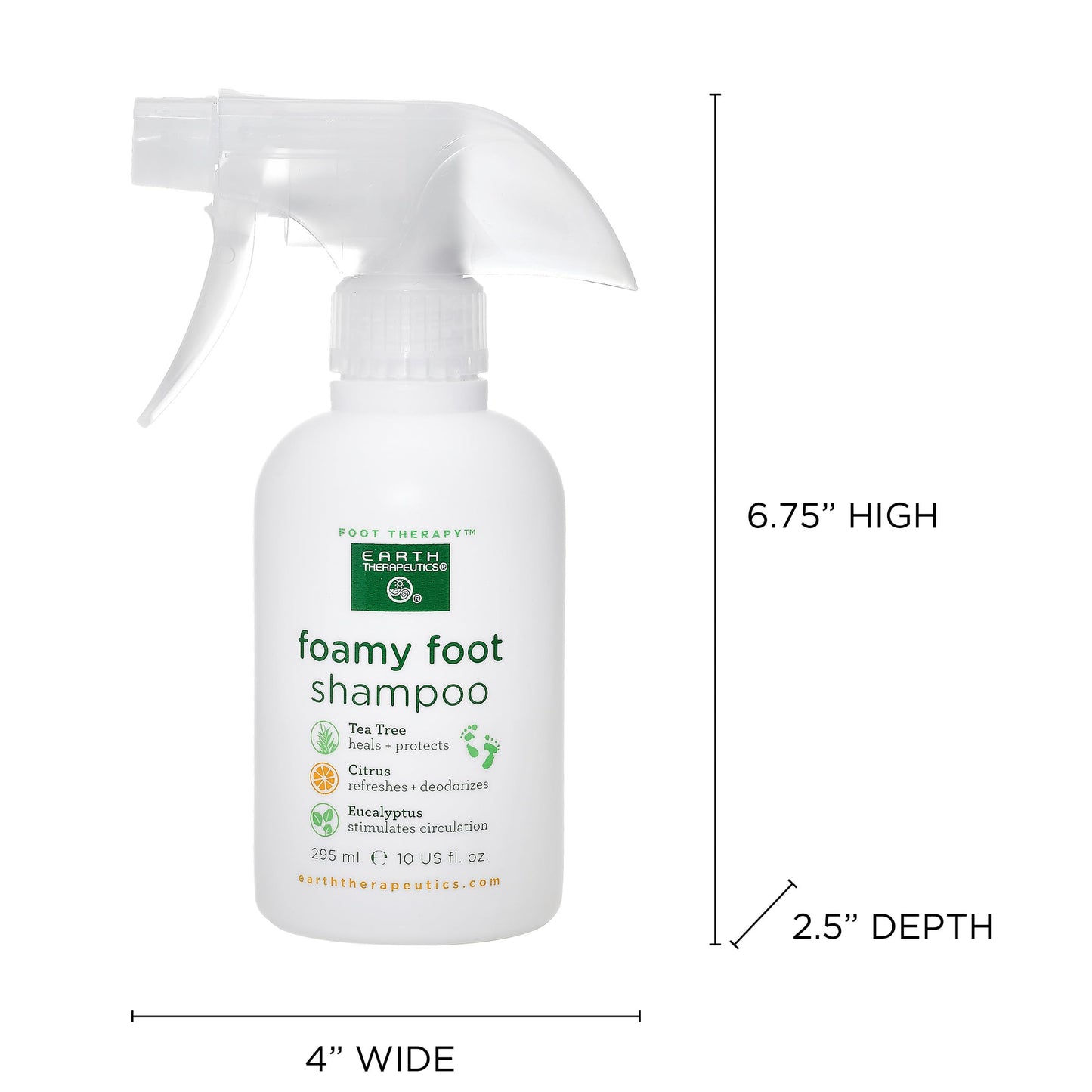 Earth Therapeutics Foamy Foot Shampoo with Citrus, Eucalyptus, and Tea Tree Oil for Deodorizing and Refreshing Feet