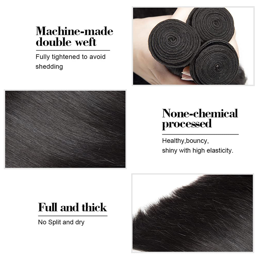 10 12 14 inch Straight Human Hair Bundles Brazilian Straight Bundles Real Unprocessed Virgin Hair Natural Color Human Hair Straight Bundles