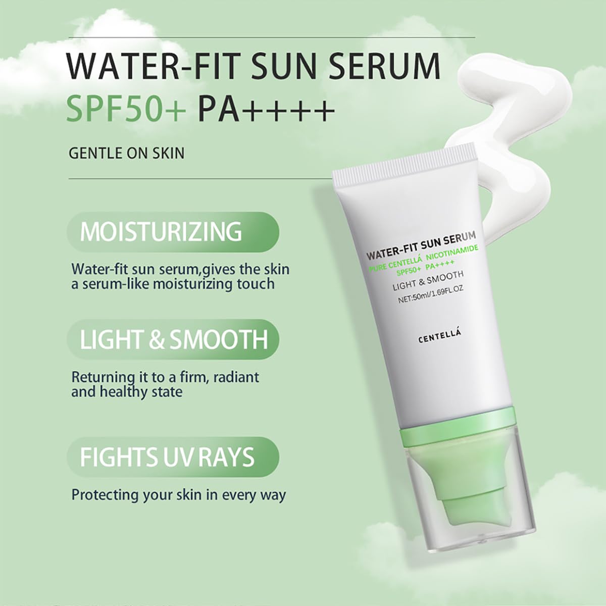 𝐶𝑒𝑛𝑡𝑒𝑙𝑙á Sunscreen SPF50 PA++++, 50ML Madagascar Face Sun Screen Long-Lasting Protection (2 PCS)