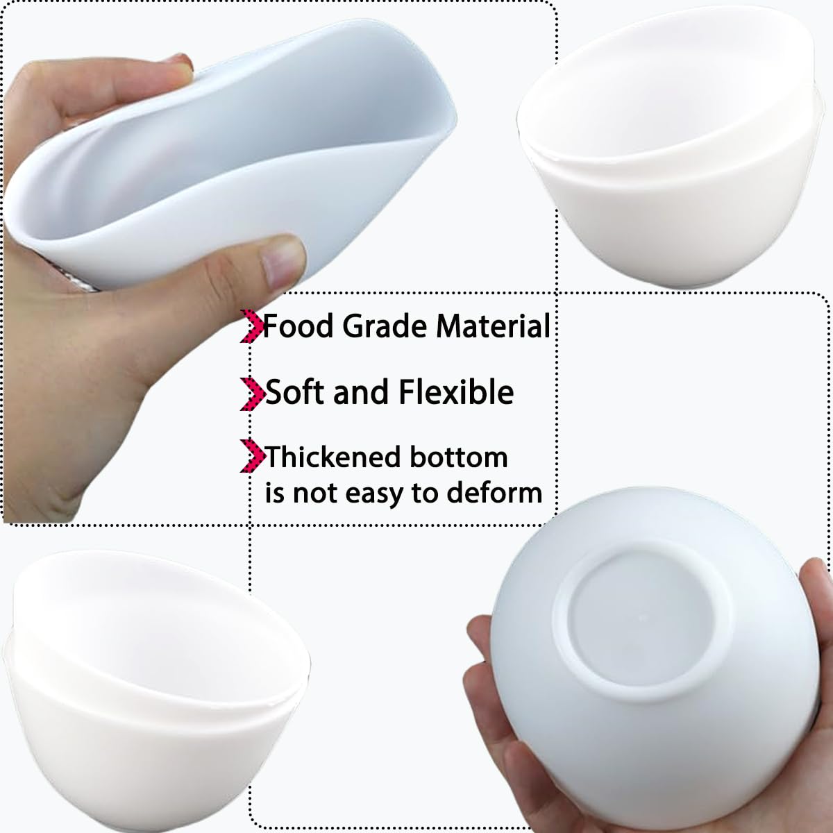 PLINNILUY 10 Pcs Diy Face Mask Mixing Bowl, Home Use Silicone Facial Mask Mixing Bowls Set Reusable Facial Mask Mixing Masks Set- DIY Skincare Mixing Tool Kit (White-10Pcs)