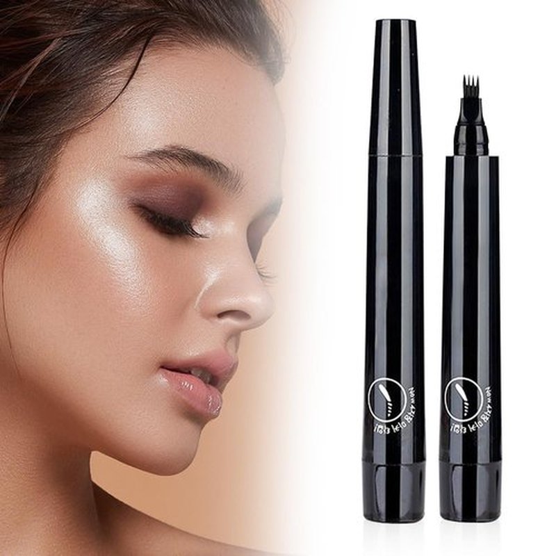 2025 New 2PCS Magic Eyebrow Pencil, 4-Tip Microblade Brow Pen Magic Eyebrow Pencil, Waterproof Microblading Eyebrow Pencil Contouring Pen Natural Gap Filling Eyebrow Makeup Brow Pen (Black)