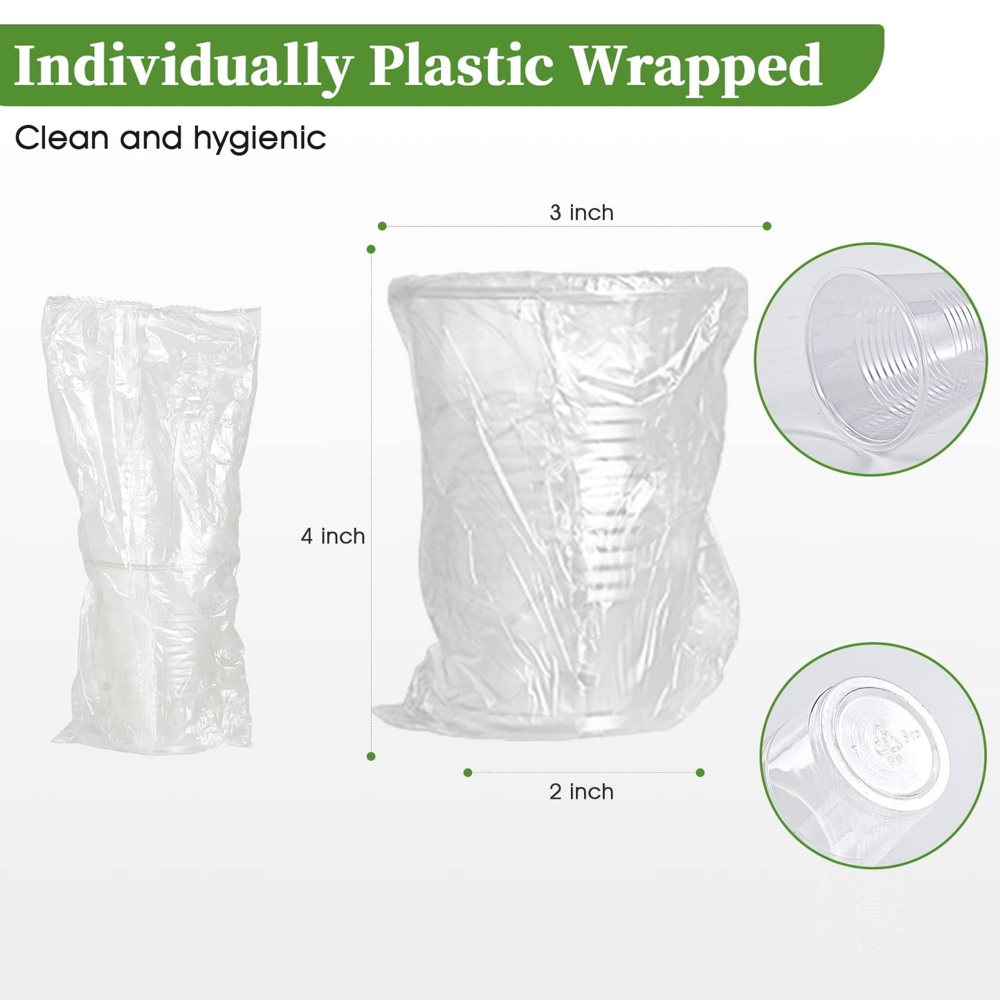 Vplus 500 Pack 9 OZ Clear Plastic Individually Wrapped PP Cups for Hotel