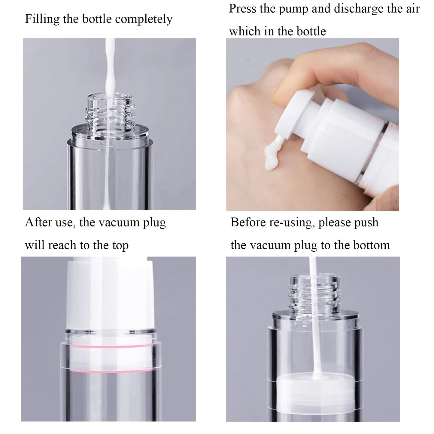 Qeuly 3 Pack Airless Pump Bottles 1 oz Travel Size Pump Bottle Lotion Container Refillable Cosmetic Pump Dispensers for Foundation Moisturizer Shampoo Toiletry (SN-30)
