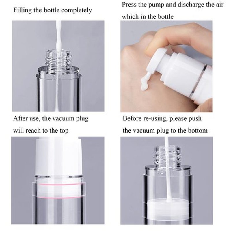 Qeuly 3 Pack Airless Pump Bottles 1 oz Travel Size Pump Bottle Lotion Container Refillable Cosmetic Pump Dispensers for Foundation Moisturizer Shampoo Toiletry (SN-30)