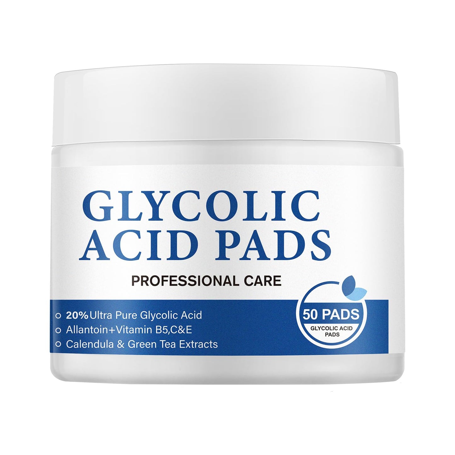 Glycolic Acid 20% Resurfacing Pads for Face and Body – Exfoliating Peel Pads with Vitamins B5, C, E, Green Tea, Calendula, Allantoin – Reduces Fine Lines and Wrinkles – 50 Count