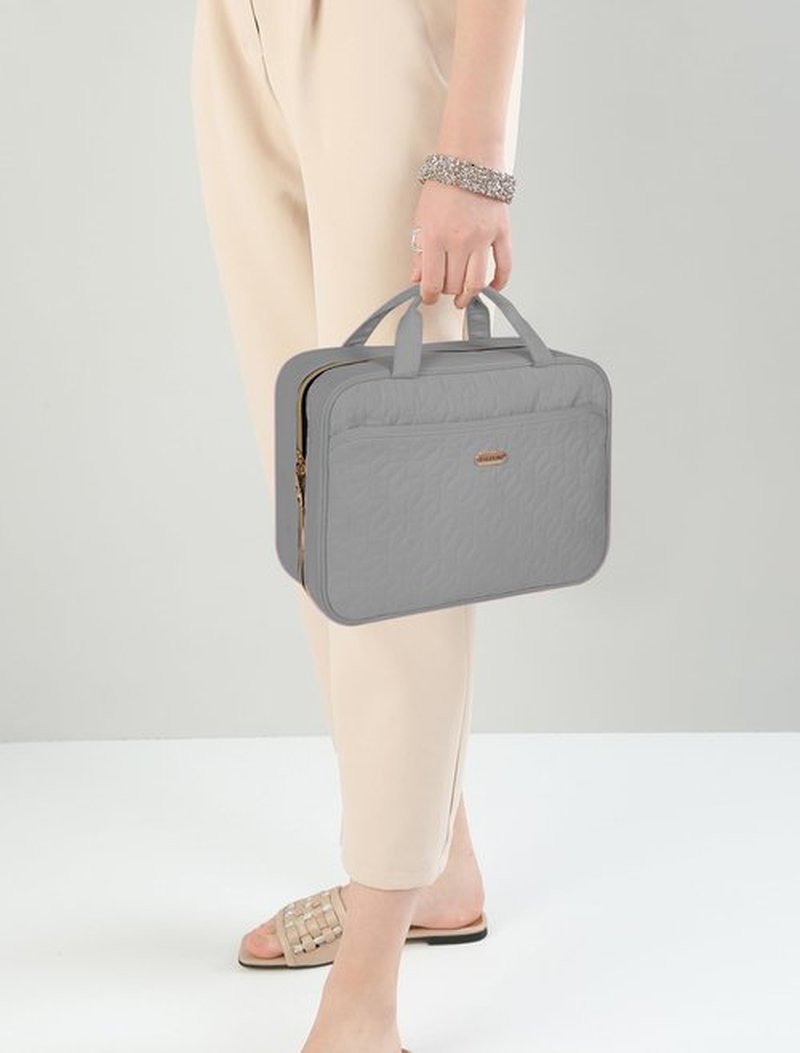 BALULHG Grey Toiletry Bag, Makeup Organizer, Travel Bag For Women Mens Toiletries, Waterproof with Hanging Hook, Large Capacity