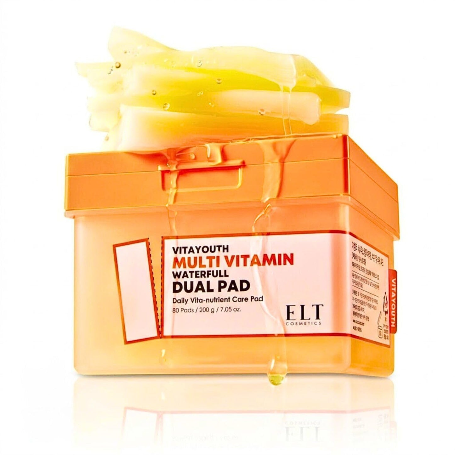 ELT Multi Vitamin Mega Dual Sized Toner Pads - 100% Vegan Certified with Niacinamide for Uneven Skin Tone - Cleansing & Deep Hydrating Dual Sided Toner Pads - Korean Skin Care, 80 Pads, Eltcosmetics