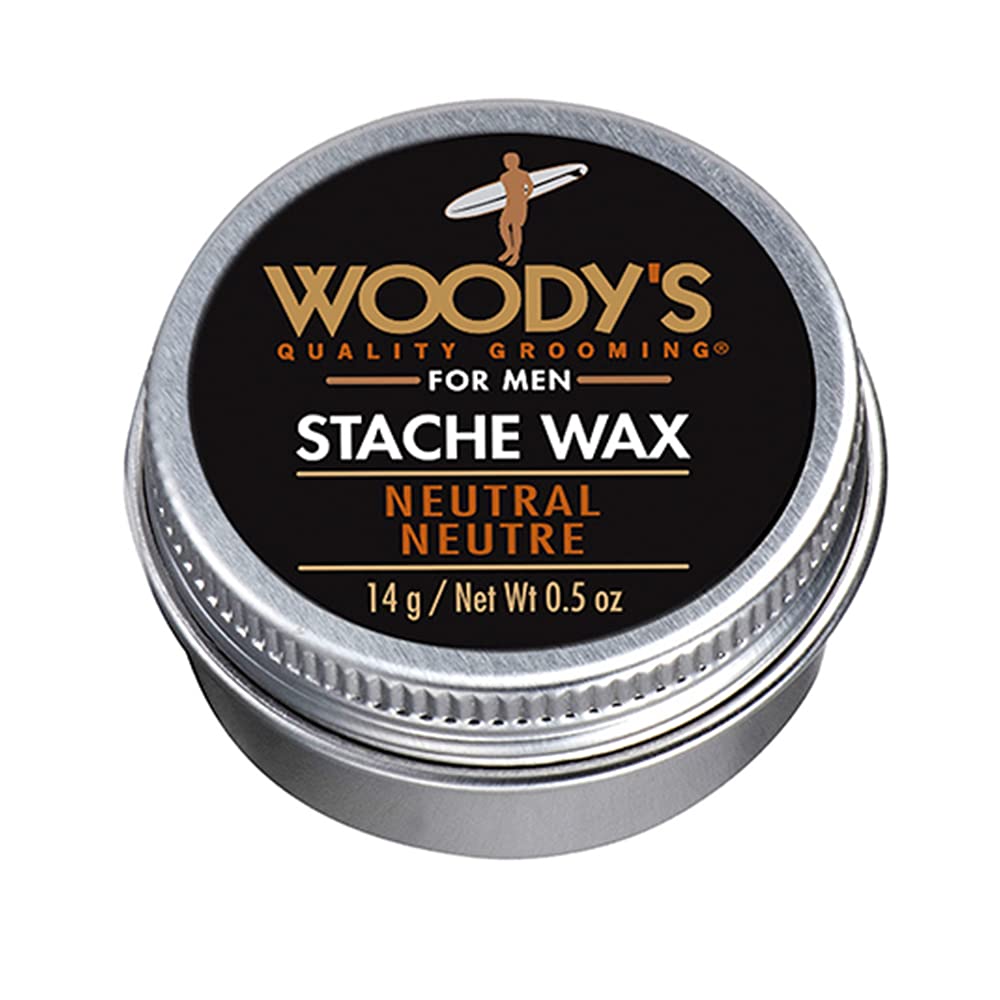 Woody's Mustache Wax - Strong Hold Stache Beard Styling Wax for Men, Tames Unruly Facial Hair, Neutral Finish, Non-Greasy, Long-Lasting Control, 0.5 oz